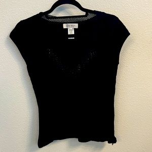 Nine West black bead embellished sweater shirt